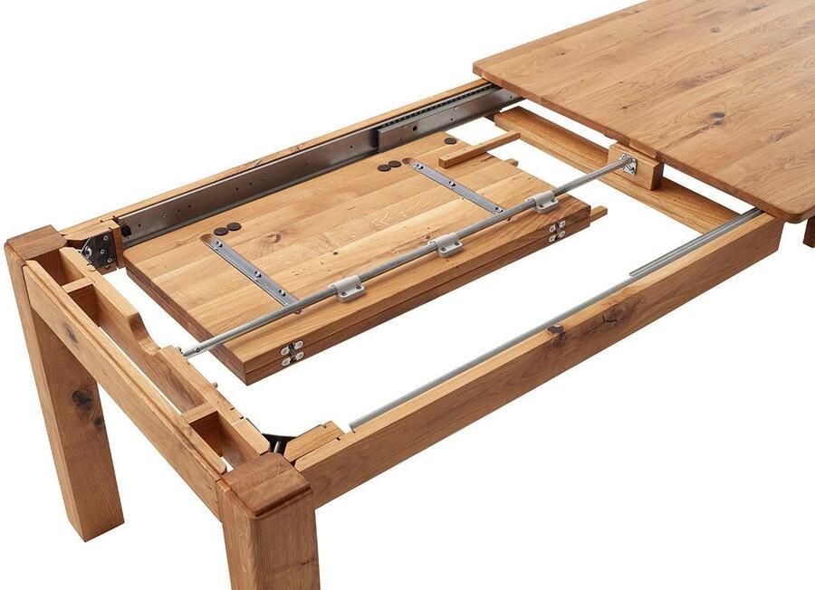 MCA furniture Eettafel ETNA 4-poot tafel Massief hout doorlopende lamel blokvoet 10x10 cm tafelblad 2 5 cm - Foto 5