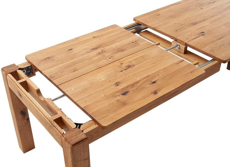 MCA furniture Eettafel ETNA 4-poot tafel Massief hout doorlopende lamel blokvoet 10x10 cm tafelblad 2 5 cm - Foto 6