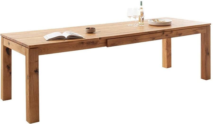 MCA furniture Eettafel ETNA 4-poot tafel Massief hout doorlopende lamel blokvoet 10x10 cm tafelblad 2 5 cm - Foto 11
