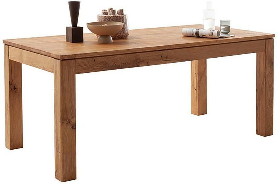MCA furniture Eettafel ETNA 4-poot tafel Massief hout doorlopende lamel blokvoet 10x10 cm tafelblad 2 5 cm - Foto 5