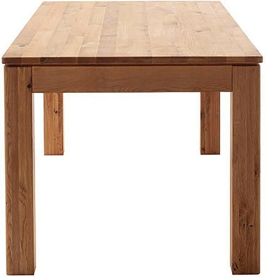 MCA furniture Eettafel ETNA 4-poot tafel Massief hout doorlopende lamel blokvoet 10x10 cm tafelblad 2 5 cm