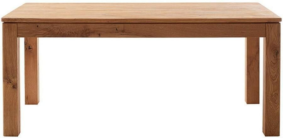 MCA furniture Eettafel ETNA 4-poot tafel Massief hout doorlopende lamel blokvoet 10x10 cm tafelblad 2 5 cm