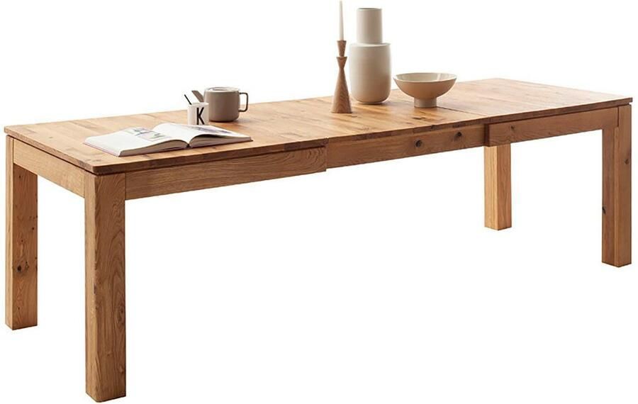 MCA furniture Eettafel ETNA 4-poot tafel Massief hout doorlopende lamel blokvoet 10x10 cm tafelblad 2 5 cm - Foto 8