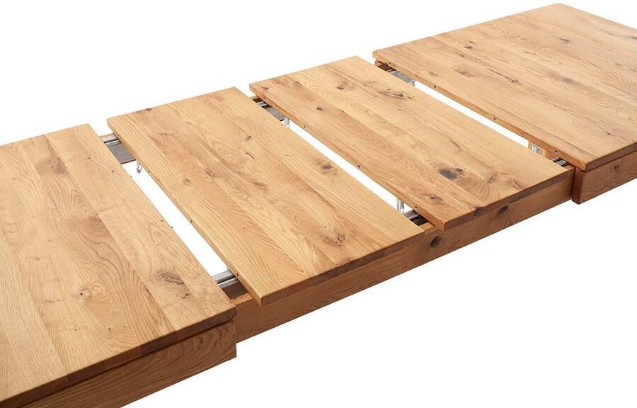 MCA furniture Eettafel ETNA 4-poot tafel Massief hout doorlopende lamel blokvoet 10x10 cm tafelblad 2 5 cm - Foto 7