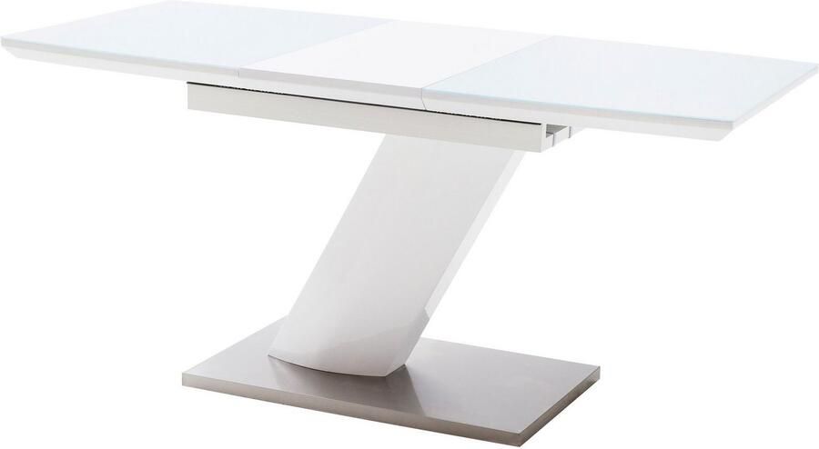 MCA furniture Eettafel Galina TOPSELLER! Bootvorm in wit met synchroon uittreksysteem voorgemonteerd veiligheidsglas - Foto 5
