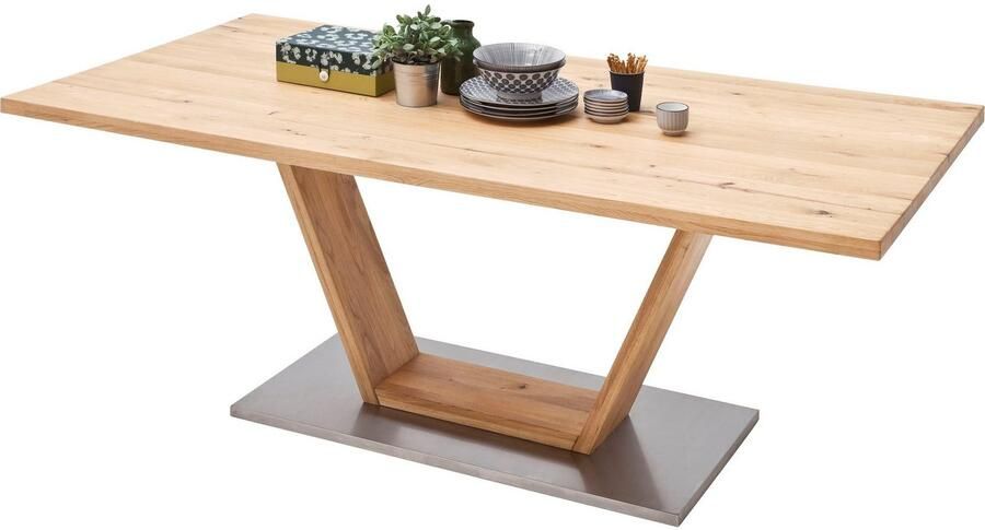 MCA furniture Eettafel Greta Eettafel massief hout met boomstamrand rechte rand of tafelblad - Foto 6