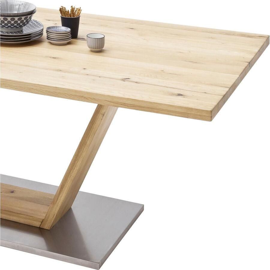MCA furniture Eettafel Greta Eettafel massief hout met boomstamrand rechte rand of tafelblad
