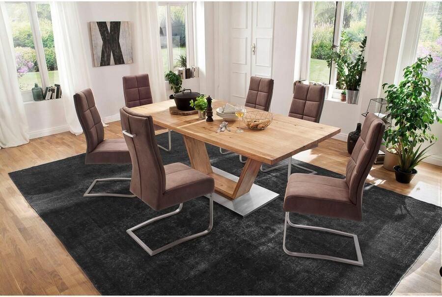 MCA furniture Eettafel Greta Eettafel massief hout met boomstamrand rechte rand of tafelblad - Foto 4