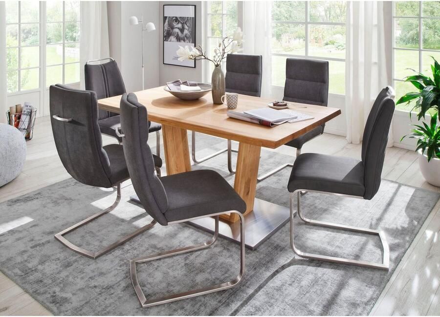 MCA furniture Eettafel Greta Eettafel massief hout met boomstamrand rechte rand of tafelblad - Foto 4
