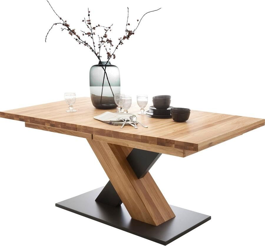 MCA furniture Eettafel Mendoza A Eettafel massief hout met synchroon uittreksysteem