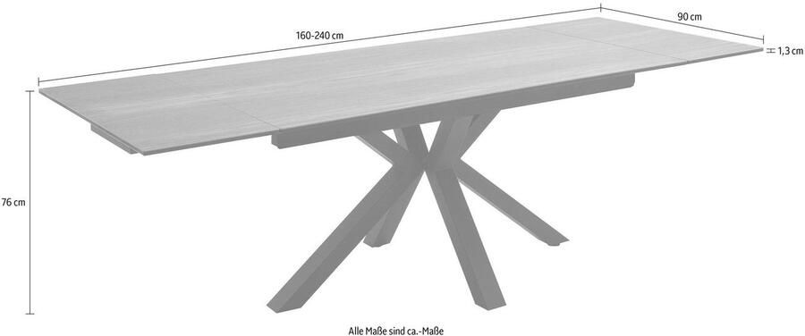 MCA furniture Eettafel Nagano Eettafel glas-keramiek met uittrekbaar deel aan de kopse kant - Foto 2