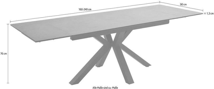 MCA furniture Eettafel Nagano Eettafel glas-keramiek met uittrekbaar deel aan de kopse kant - Foto 4
