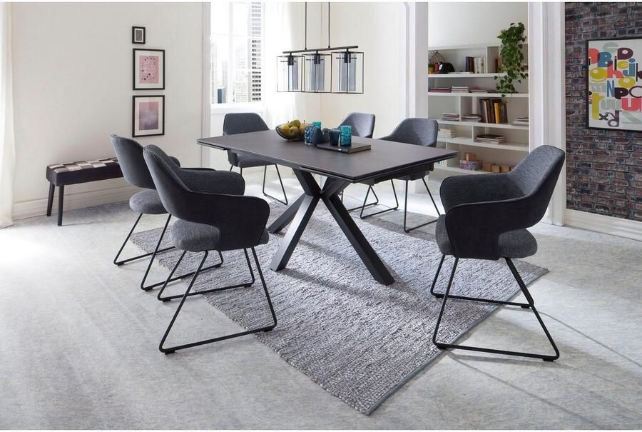 MCA furniture Eettafel Nagano Eettafel glas-keramiek met uittrekbaar deel aan de kopse kant