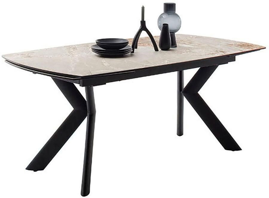 MCA furniture Eettafel OSSANA vierpoot tafel 180-260 cm Keramiek metaal eindschuif uittrekbaar tafelblad 13 mm 8-10 personen