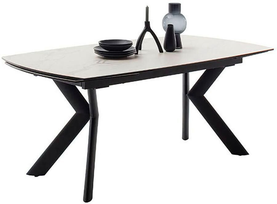 MCA furniture Eettafel OSSANA vierpoot tafel 180-260 cm Keramiek metaal eindschuif uittrekbaar tafelblad 13 mm 8-10 personen