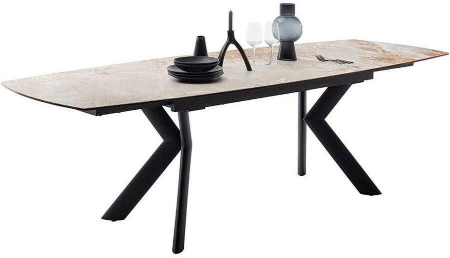 MCA furniture Eettafel OSSANA vierpoot tafel 180-260 cm Keramiek metaal eindschuif uittrekbaar tafelblad 13 mm 8-10 personen - Foto 7
