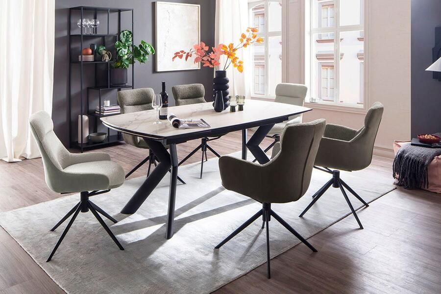 MCA furniture Eettafel OSSANA vierpoot tafel 180-260 cm Keramiek metaal eindschuif uittrekbaar tafelblad 13 mm 8-10 personen - Foto 3