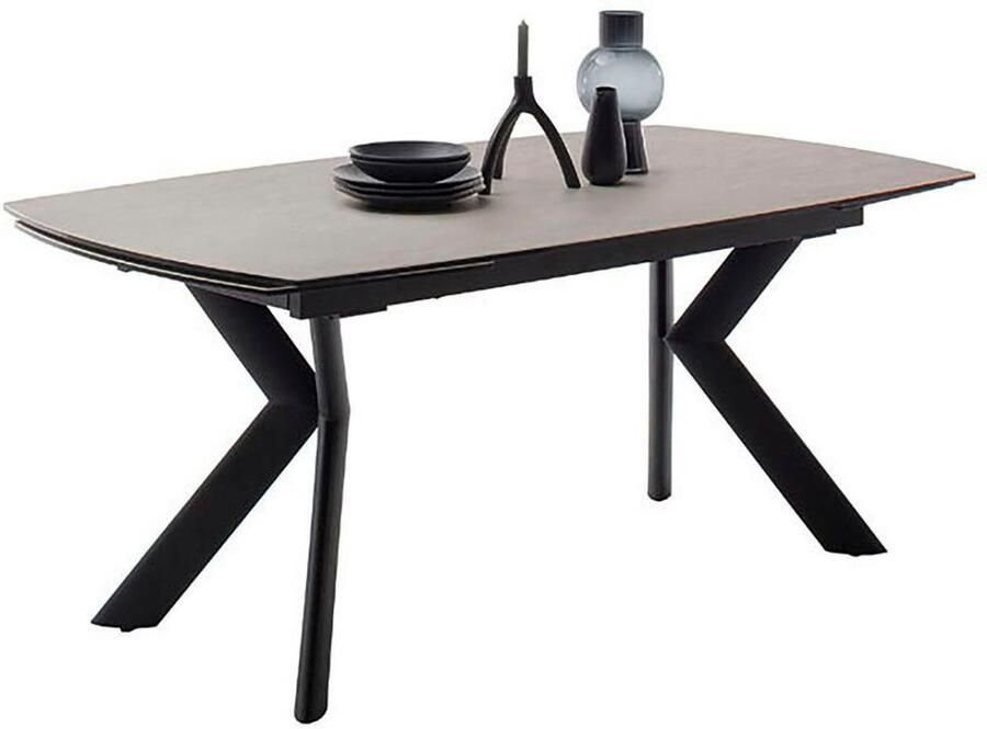 MCA furniture Eettafel OSSANA vierpoot tafel 180-260 cm Keramiek metaal eindschuif uittrekbaar tafelblad 13 mm 8-10 personen