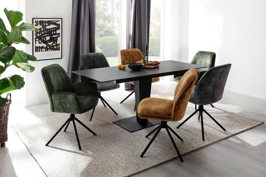 MCA furniture Eettafel PESARO uitschuifbare tafel met voet 120-180 cm Keramiek roestvrij staal eindschuif uittrekbaar tafelblad 14 mm - Foto 4