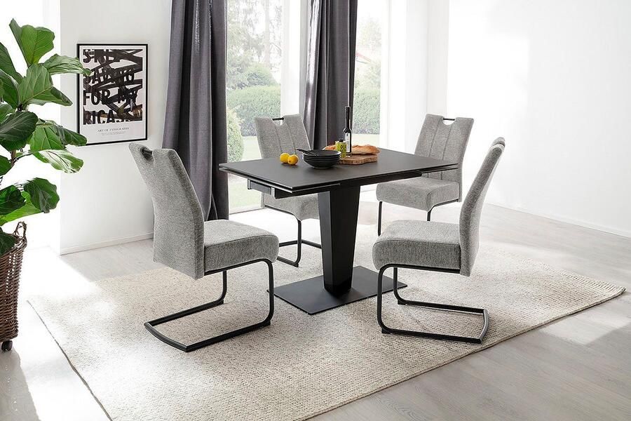 MCA furniture Eettafel PESARO uitschuifbare tafel met voet 120-180 cm Keramiek roestvrij staal eindschuif uittrekbaar tafelblad 14 mm - Foto 5