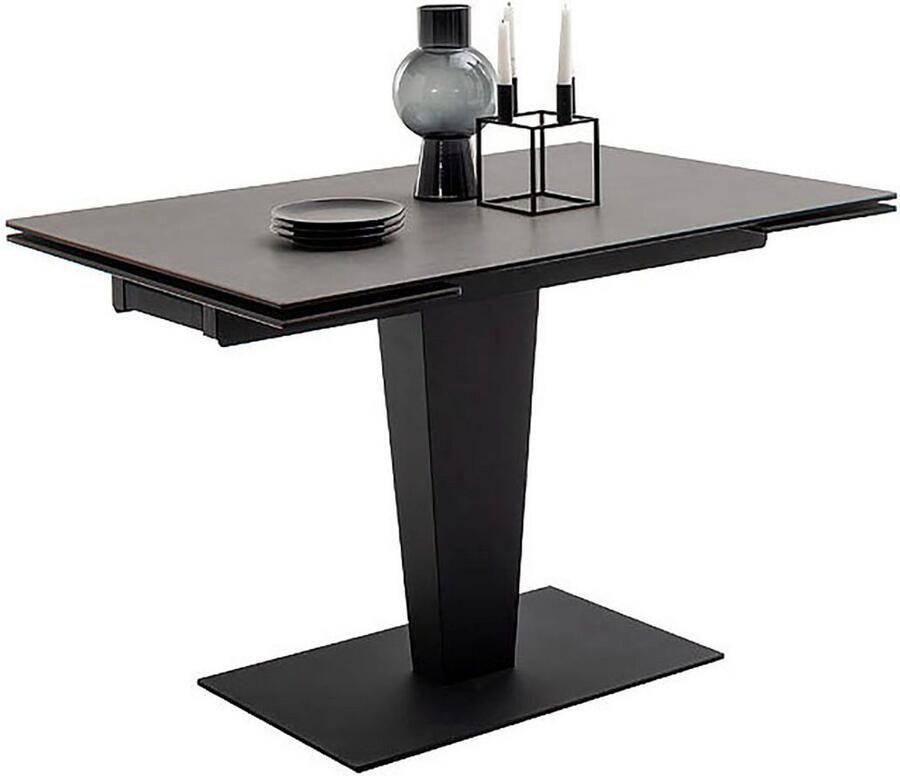 MCA furniture Eettafel PESARO uitschuifbare tafel met voet 120-180 cm Keramiek roestvrij staal eindschuif uittrekbaar tafelblad 14 mm