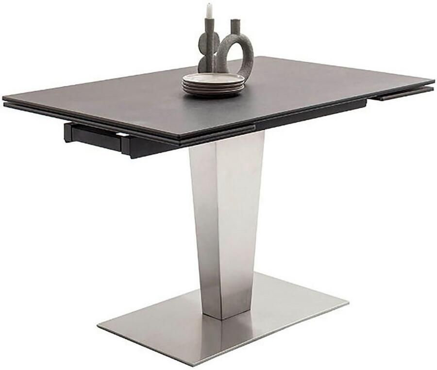 MCA furniture Eettafel PESARO uitschuifbare tafel met voet 120-180 cm Keramiek roestvrij staal eindschuif uittrekbaar tafelblad 14 mm