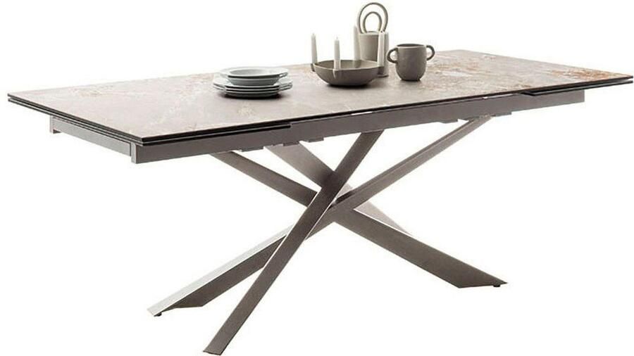 MCA furniture Eettafel TESERO uitschuifbare tafel 200-300 cm Keramiek roestvrij staal marmer-look uittrekbaar belastbaar tot 100 kg 10-12 personen - Foto 6