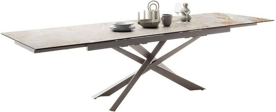 MCA furniture Eettafel TESERO uitschuifbare tafel 200-300 cm Keramiek roestvrij staal marmer-look uittrekbaar belastbaar tot 100 kg 10-12 personen - Foto 8