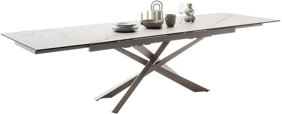 MCA furniture Eettafel TESERO uitschuifbare tafel 200-300 cm Keramiek roestvrij staal marmer-look uittrekbaar belastbaar tot 100 kg 10-12 personen - Foto 8