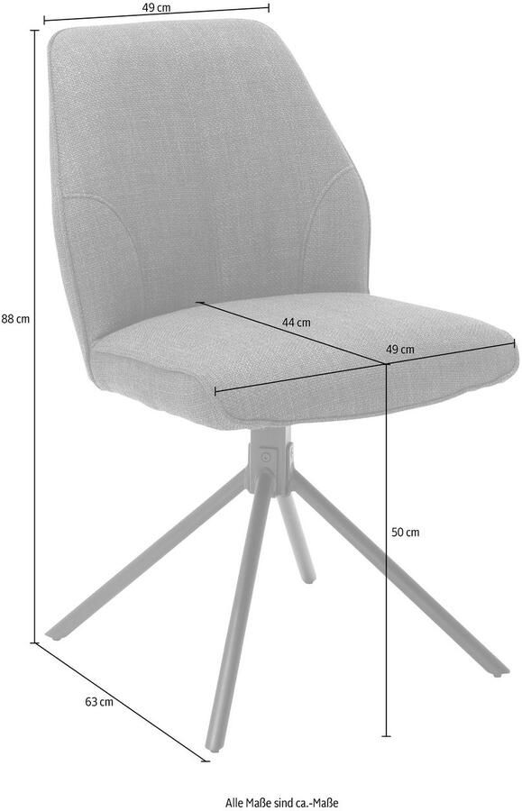 MCA furniture Stoel met 4 poten Pemba set van 2 180º draaibaar met nivellering stoel belastbaar tot 120 kg (set 2 stuks) - Foto 6