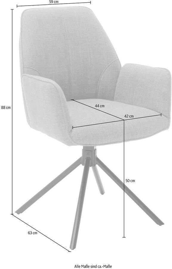 MCA furniture Stoel met 4 poten Pemba set van 2 180°draaibaar met nivellering stoel belastbaar tot 120 kg (set 2 stuks) - Foto 2