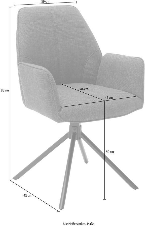MCA furniture Stoel met 4 poten Pemba set van 2 180°draaibaar met nivellering stoel belastbaar tot 120 kg (set 2 stuks) - Foto 2
