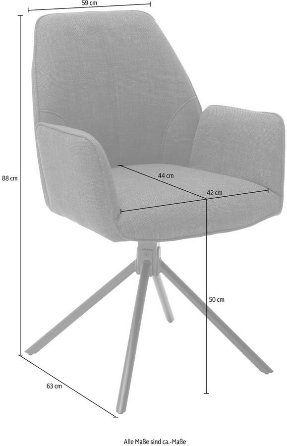MCA furniture Stoel met 4 poten Pemba set van 2 180°draaibaar met nivellering stoel belastbaar tot 120 kg (set 2 stuks) - Foto 6