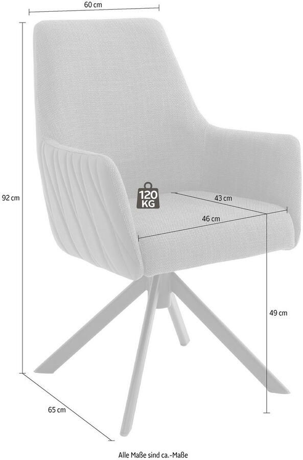 MCA furniture Stoel met 4 poten Reynosa Eetkamerstoel 360º draaibaar met nivellering belastbaar tot 120 kg (set 2 stuks) - Foto 2