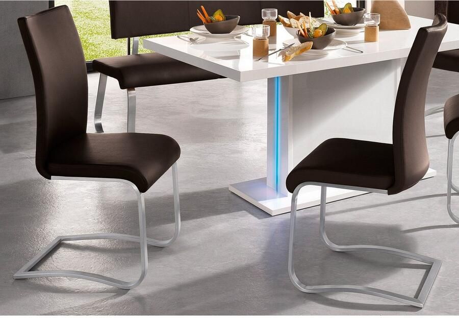 MCA furniture Vrijdragende stoel Arco Stoel overtrokken met echt leer belastbaar tot 130 kg (2 stuks) - Foto 3