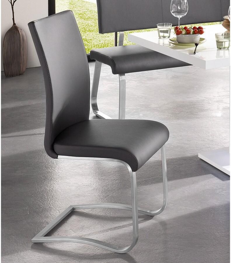 MCA furniture Vrijdragende stoel Arco Stoel overtrokken met echt leer belastbaar tot 130 kg (2 stuks)