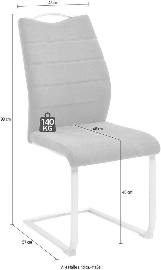 MCA furniture Vrijdragende stoel Ferrera (2-set) comfort zithoogte van ca. 48 cm schommelstoelen met handgreep (2 stuks) - Foto 4