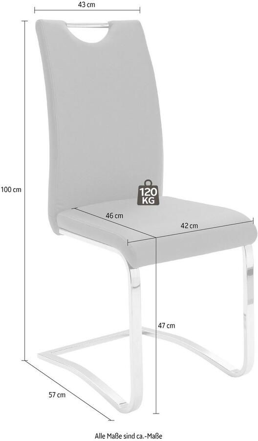 MCA furniture Vrijdragende stoel Keulen Overtrokken met kunstleer comfortzithoogte stoel belastbaar tot 120 kg (set 4 stuks) - Foto 3