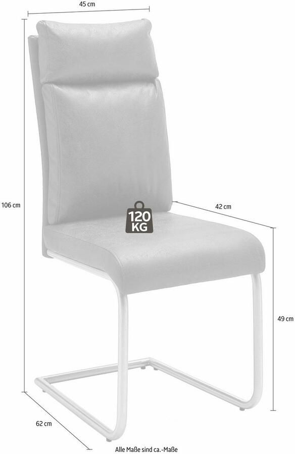 MCA furniture Vrijdragende stoel Pia Stoel belastbaar tot 120 kg kussen-look (2 stuks) - Foto 5