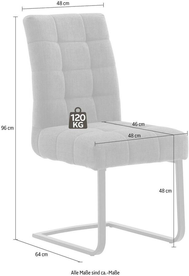 MCA furniture Vrijdragende stoel Salta (2-set) frame vlakke buis zwart mat gelakt aqua clean bekleding (2 stuks) - Foto 3