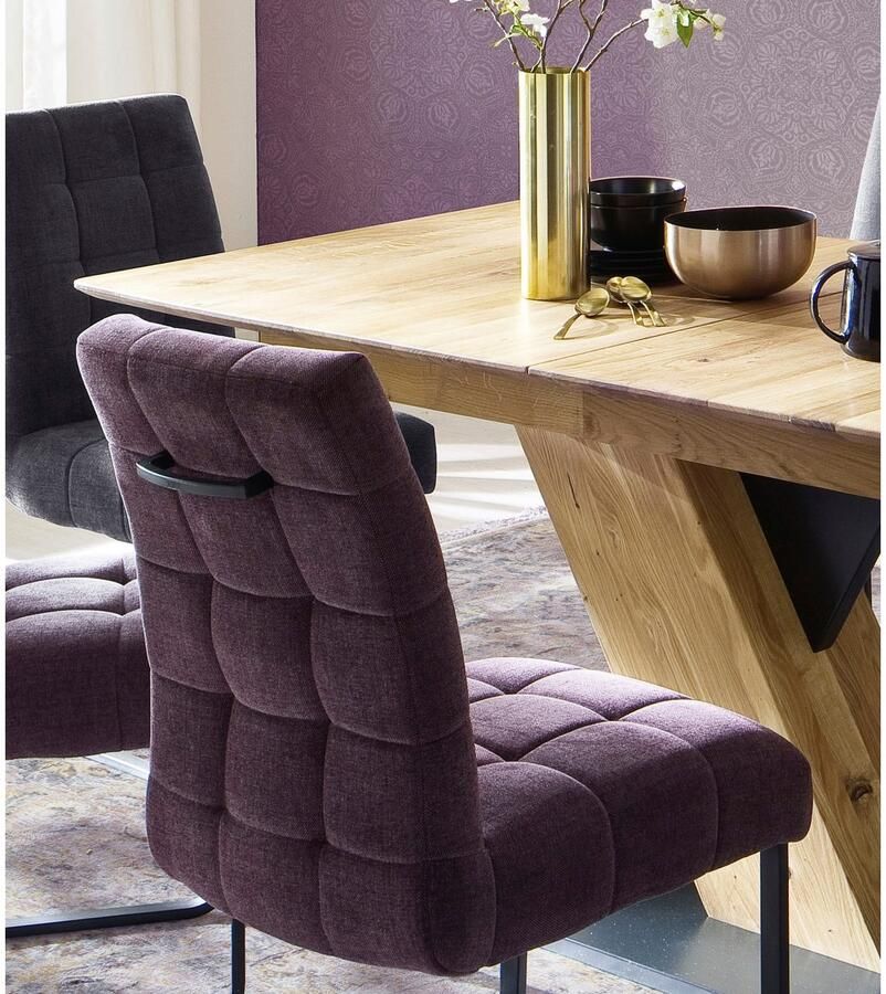 MCA furniture Vrijdragende stoel Salta (2-set) frame vlakke buis zwart mat gelakt aqua clean bekleding (2 stuks)