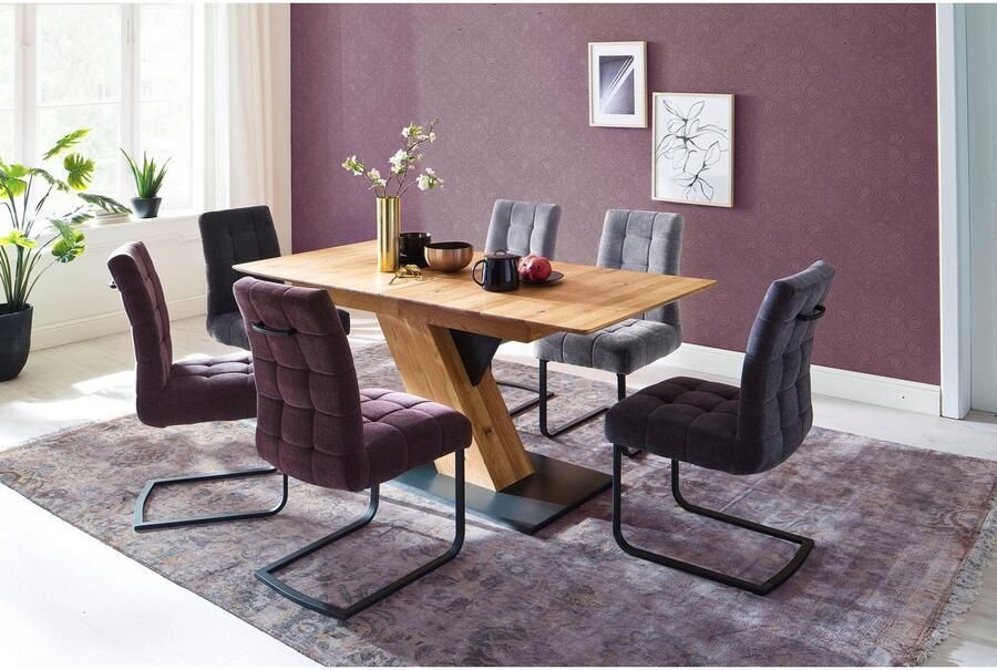 MCA furniture Vrijdragende stoel Salta (2-set) frame vlakke buis zwart mat gelakt aqua clean bekleding (2 stuks) - Foto 4