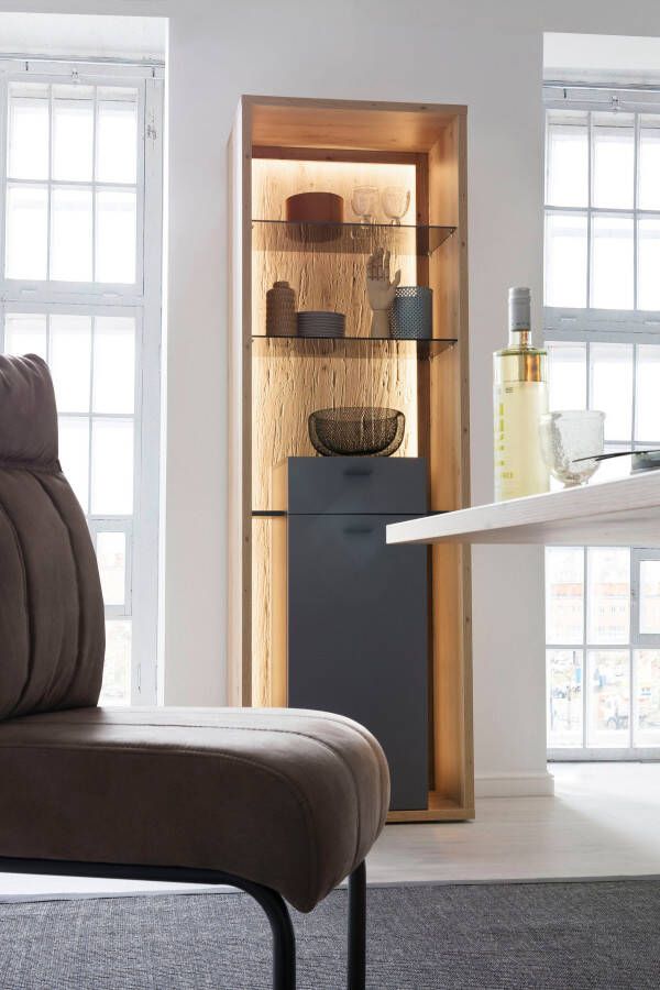 MCA furniture Vitrinekast Lizzano Woonkamerkast met 3-D achterwand naar keuze met verlichting