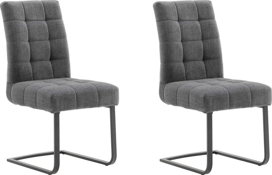 MCA furniture Vrijdragende stoel Salta (2-set) frame vlakke buis zwart mat gelakt aqua clean bekleding (2 stuks) - Foto 1