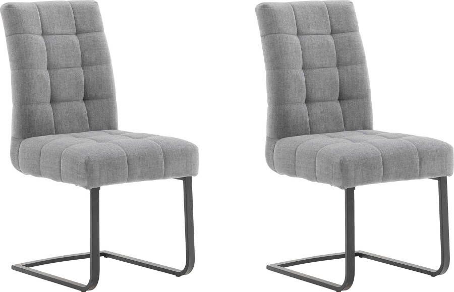 MCA furniture Vrijdragende stoel Salta (2-set) frame vlakke buis zwart mat gelakt aqua clean bekleding (2 stuks) - Foto 1