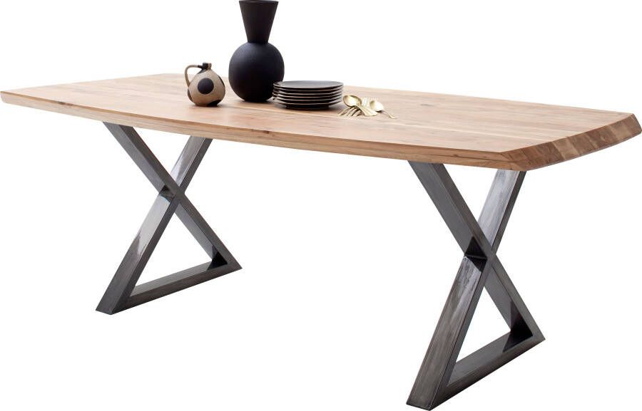 MCA living Eettafel Tiberias Massief houten tafel in bootmodel met Zwitserse rand belastbaar tot 100 kg