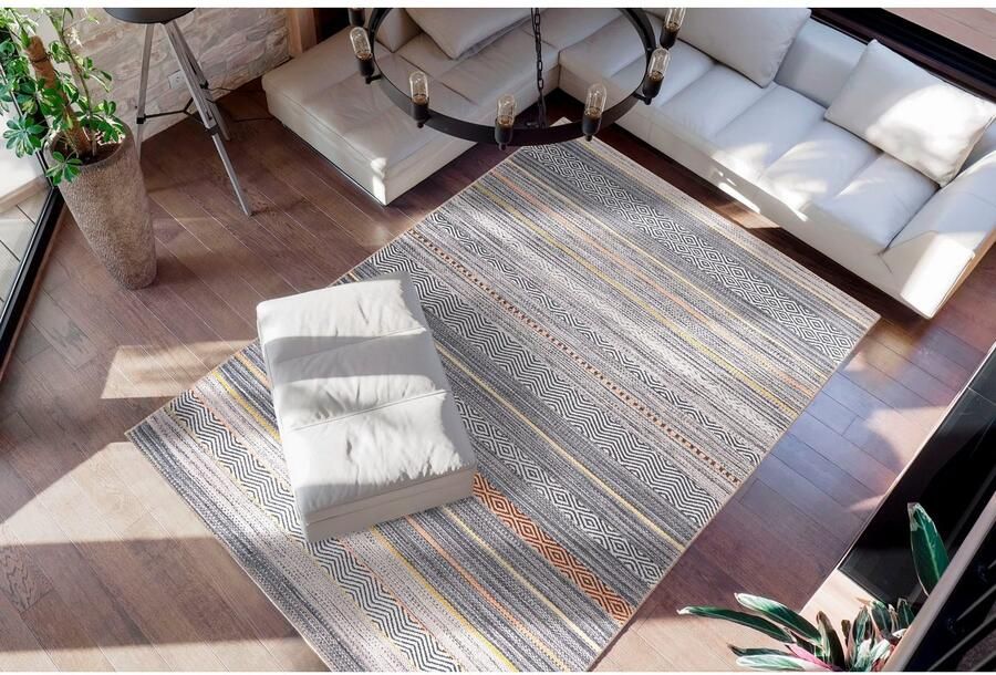 Me gusta Vloerkleed Faye 1125 Platte stof bedrukt motief woonkamer eetkamer - Foto 2
