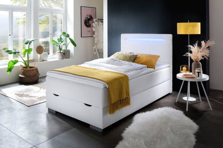 Meise.möbel Boxspring Las Vegas 2 inclusief ledverlichting in het hoofdbord met bedkist en topmatras - Foto 12