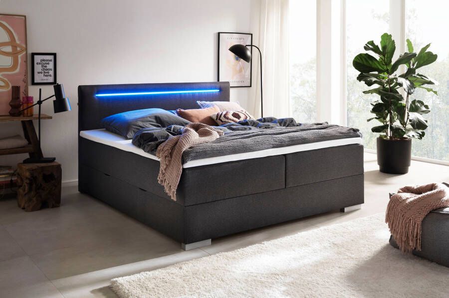 Meise.möbel Boxspring Las Vegas 2 inclusief ledverlichting in het hoofdbord met bedkist en topmatras - Foto 10