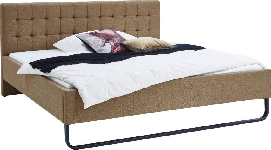 Meise.möbel Gestoffeerd bed Lambada 180 cm ligoppervlak met zwarte metalen frame